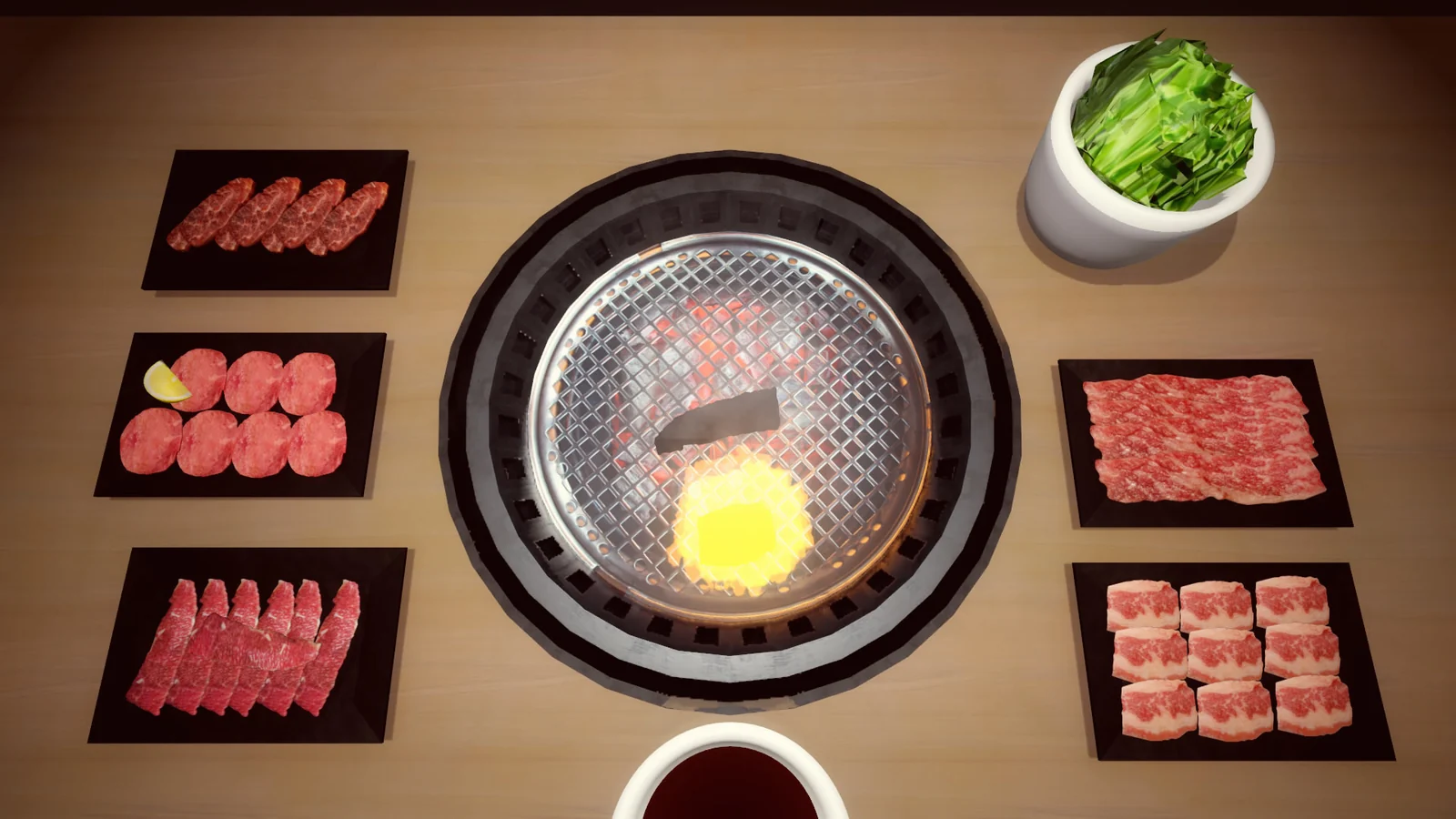 肉をひっくり返す画面